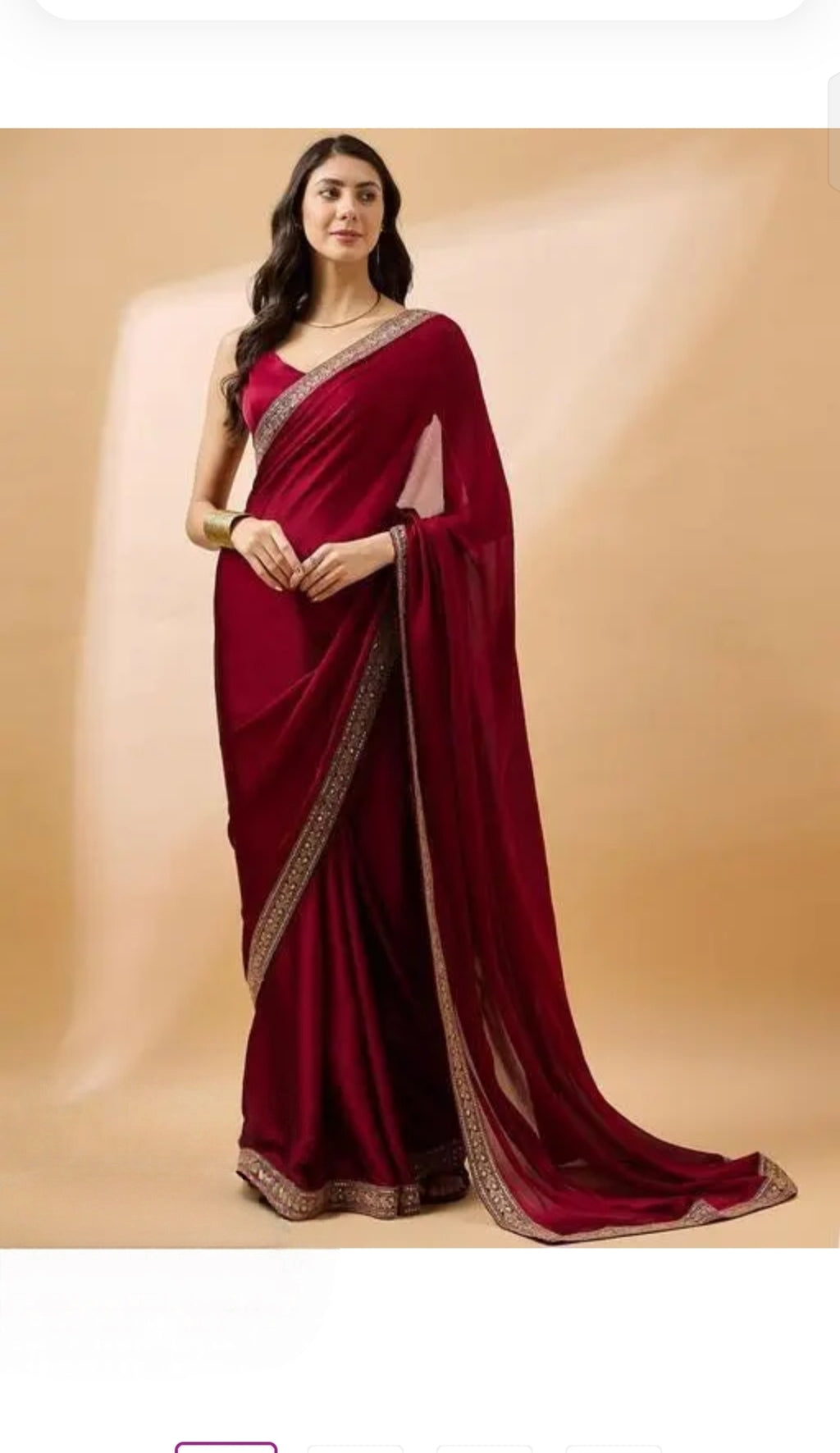 👑 Women's Premium Maroon Satin Silk Saree With Heavy Embroidered Border ✨
